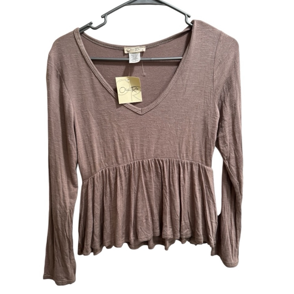 Olivia Rae, Long Sleeve Top, Tan, size Medium